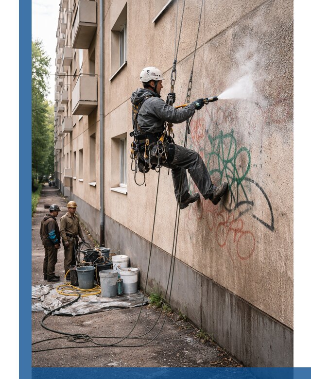 Удаление граффити с фасада в Щёлкове без следов и повреждений