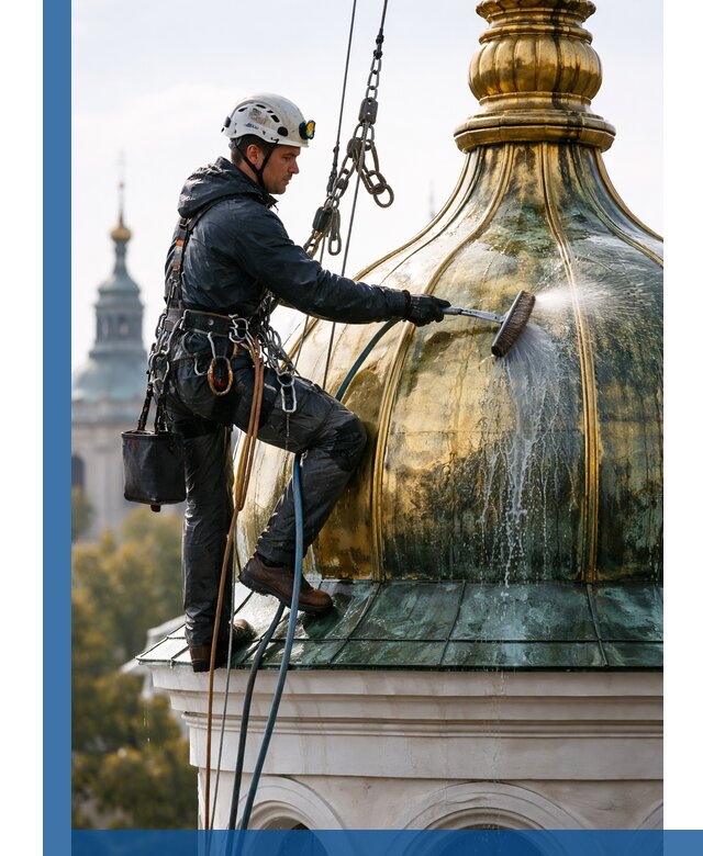 Профессиональная мойка куполов и шпилей высотными альпинистами в Щёлкове