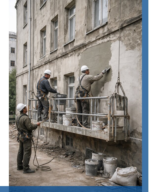 Капитальный ремонт фасада в Щёлкове от 4369 р. | ВЫСОТНИК-Щлк