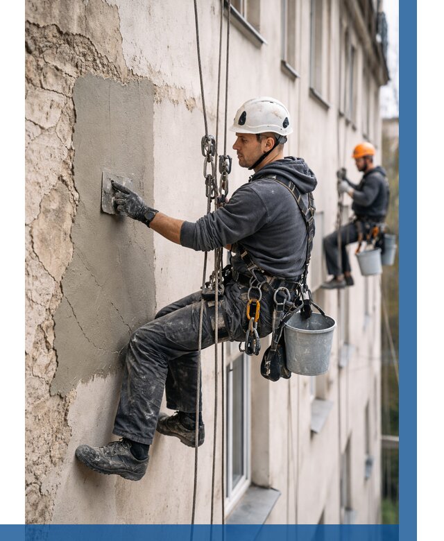 Восстановление штукатурки фасада в Щёлкове от 1248 р. | ВЫСОТНИК-Щлк