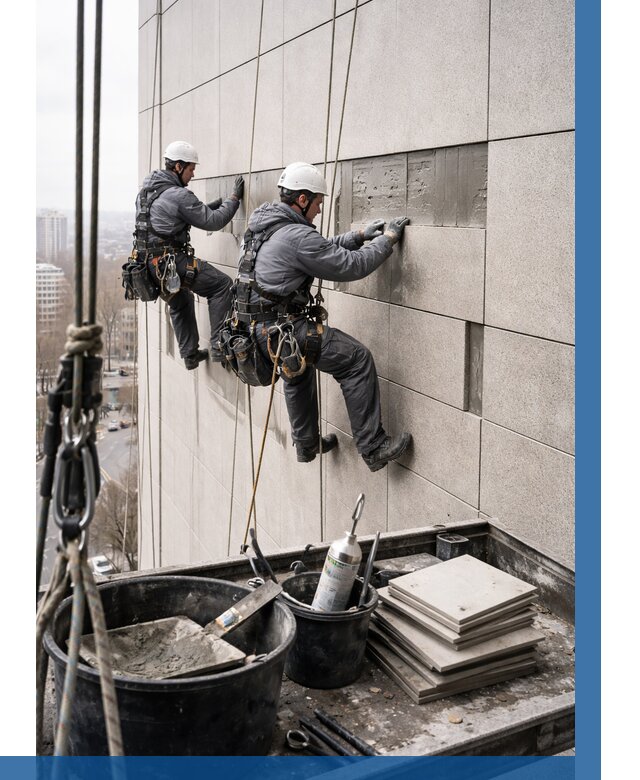 Ремонт фасада из керамогранита в Щёлкове от 2601 р. | ВЫСОТНИК-Щлк