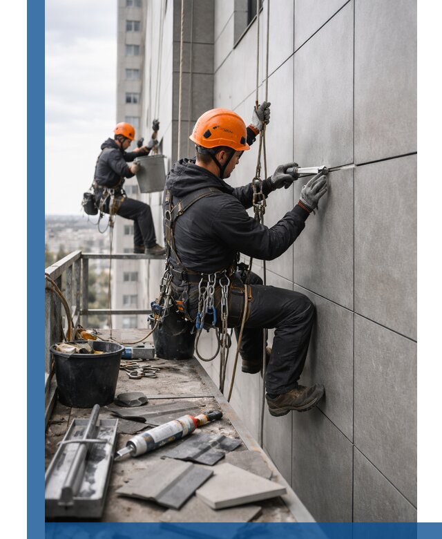 Профессиональный ремонт фасада из керамогранита в Щёлкове