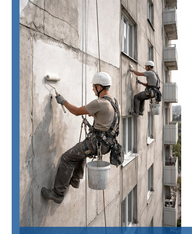 Покраска бетонного фасада в Щёлкове для жилых и промышленных объектов