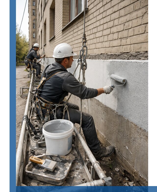 Окраска цоколя здания в Щёлкове профессионально и надежно