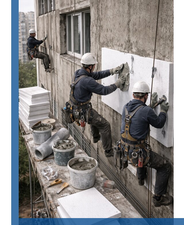 Утепление фасада пенополистиролом в Щёлкове под ключ