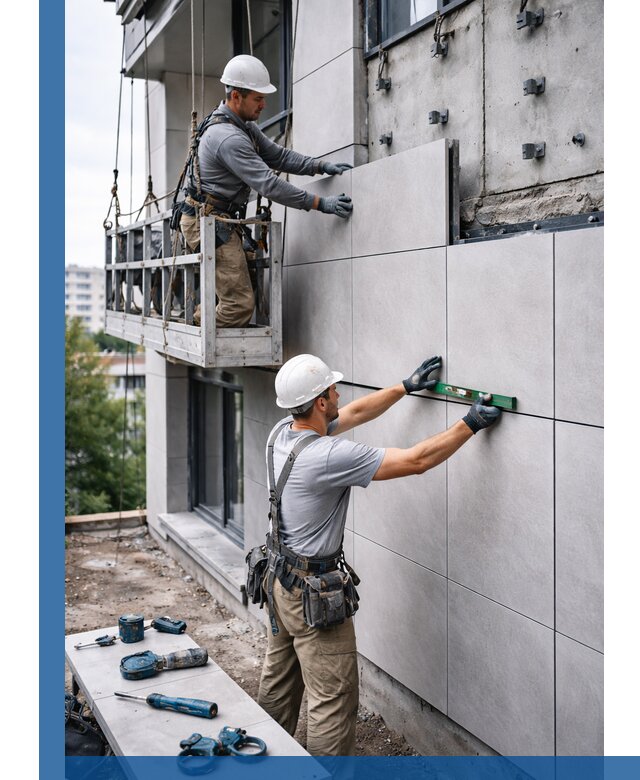 Монтаж керамогранита на фасад в Щёлкове под ключ с гарантией качества