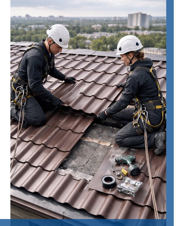 Ремонт металлочерепицы на крыше в Щёлкове от 936 р. | ВЫСОТНИК-Щлк