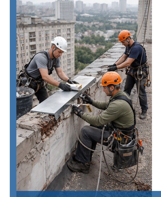 Ремонт парапета на кровле в Щёлкове, высотные работы с гарантией