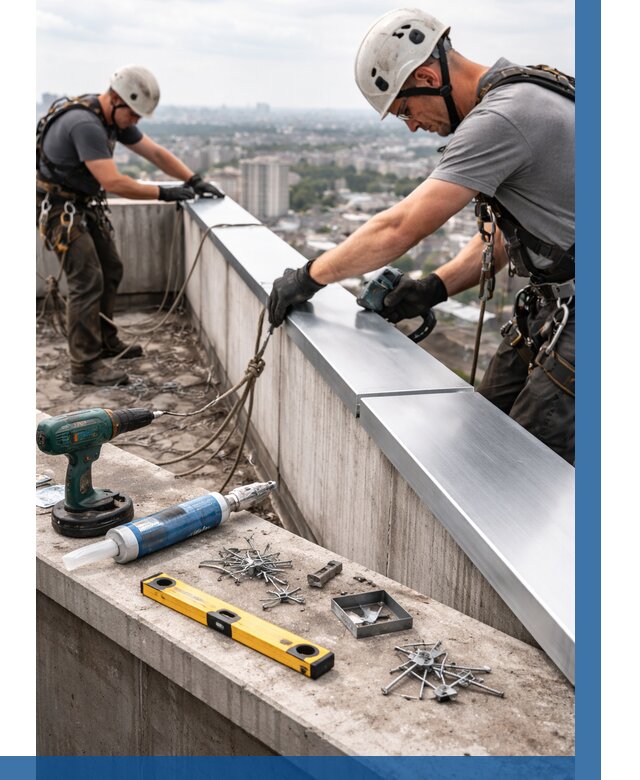 Монтаж парапетных крышек в Щёлкове от 832 р. | ВЫСОТНИК-Щлк