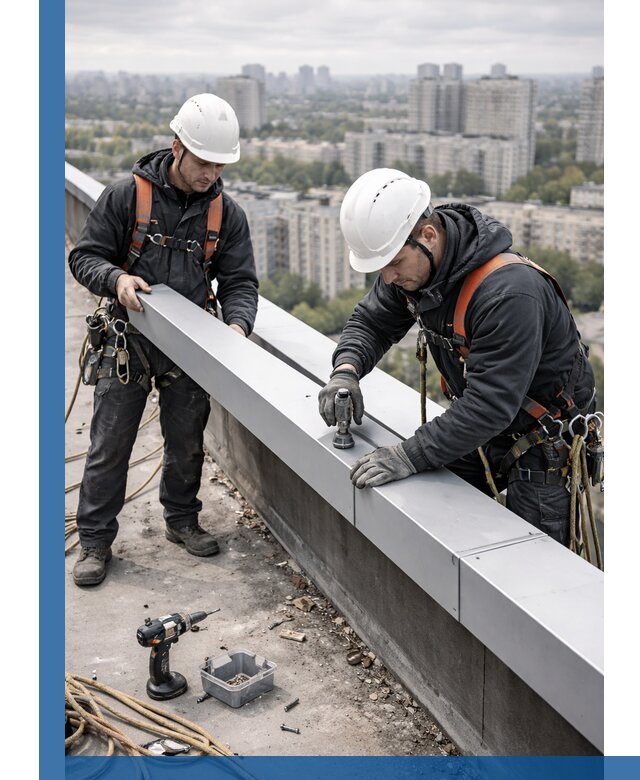 Монтаж парапетных крышек и ограждений кровли в Щёлкове