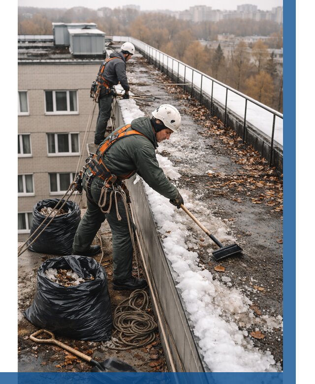 Очистка кровли по периметру в Щёлкове от 572 р. | ВЫСОТНИК-Щлк