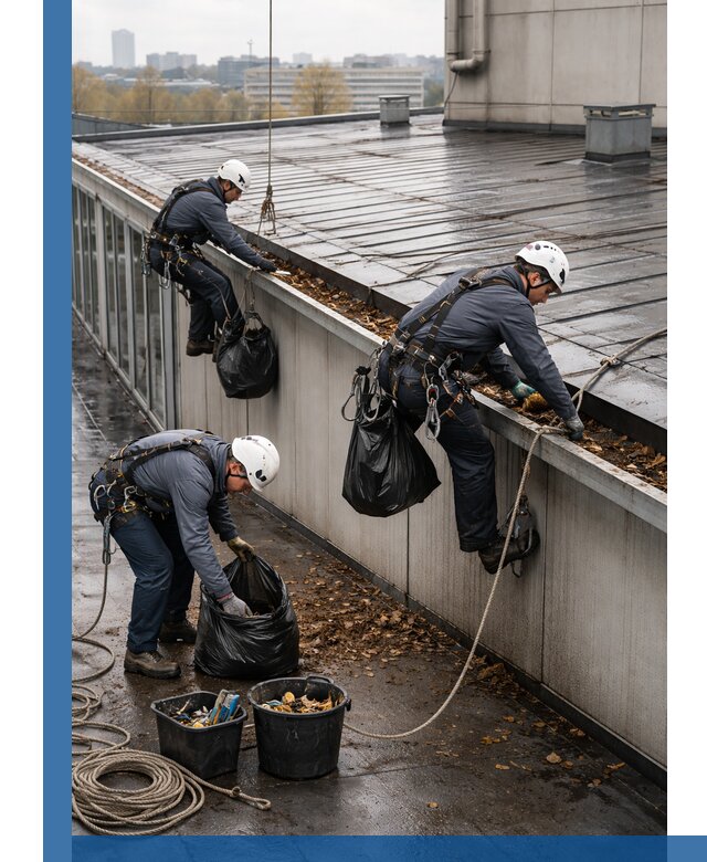 Очистка кровли по периметру в Щёлкове силами промышленных альпинистов