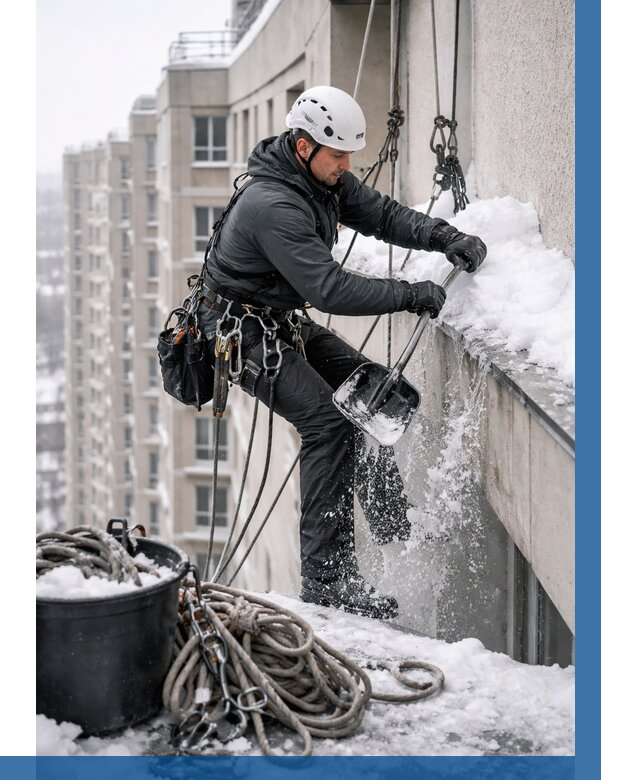 Очистка карнизов от снега в Щёлкове от 312 р. | ВЫСОТНИК-Щлк