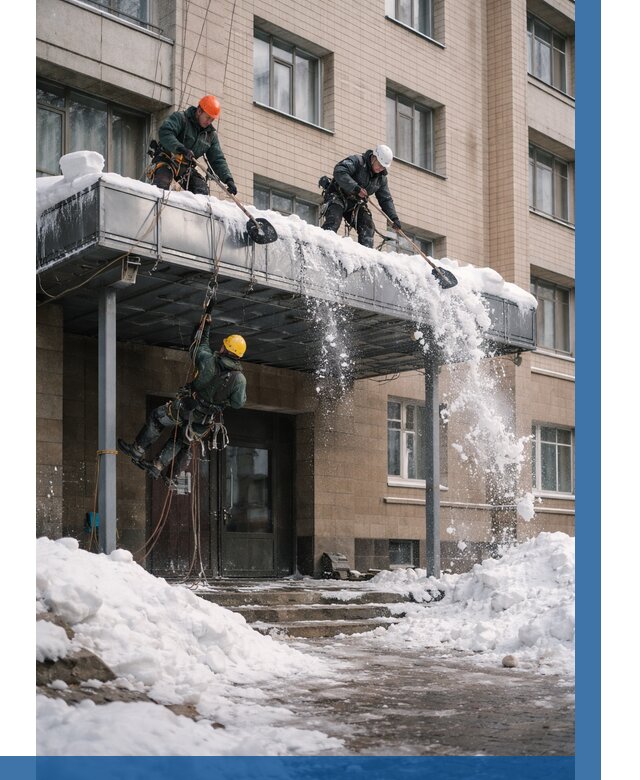 Очистка козырьков от снега в Щёлкове от 3641 р. | ВЫСОТНИК-Щлк