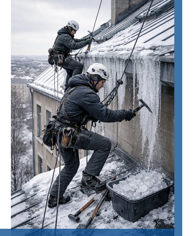 Удаление наледи с кровли в Щёлкове от 5722 р. | ВЫСОТНИК-Щлк