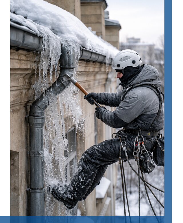 Очистка водостоков от льда в Щёлкове от 3641 р. | ВЫСОТНИК-Щлк