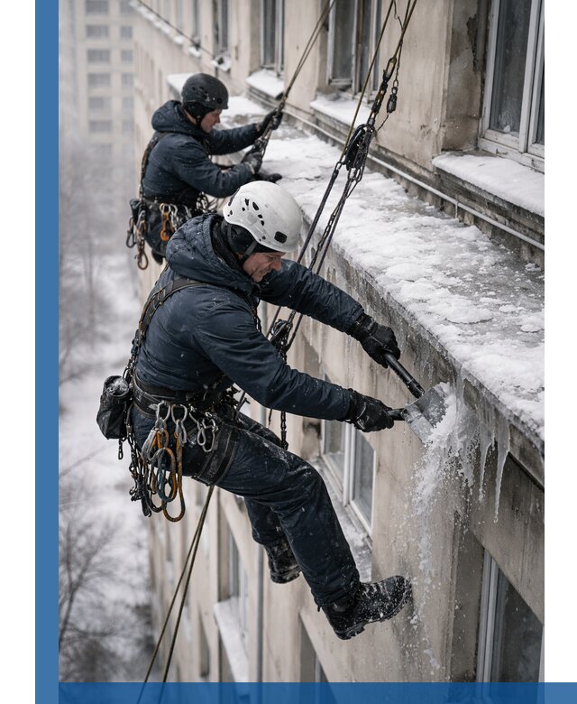 Удаление наледи и сосулек с карнизов в Щёлкове профессионально