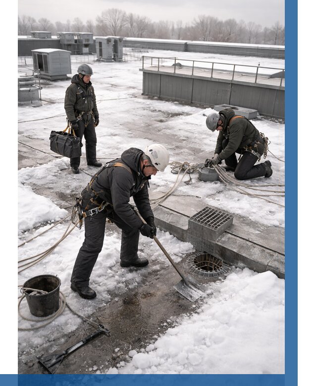 Абонентское обслуживание кровли зимой в Щёлкове от 8322 р. | ВЫСОТНИК-Щлк