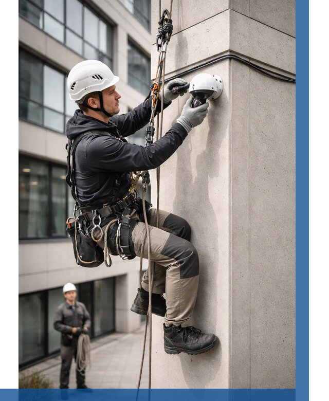 Монтаж камер видеонаблюдения на фасаде в Щёлкове от 8843 р.-ВЫСОТНИК-Щлк