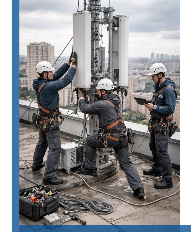 Монтаж антенн связи на крыше в Щёлкове с вводом в эксплуатацию