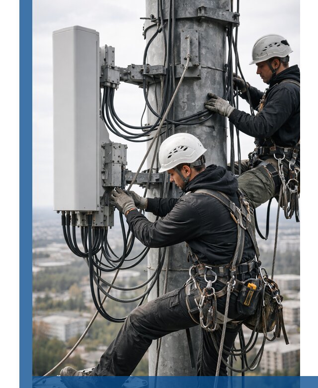 Монтаж оборудования связи на мачте в Щёлкове с пусконаладкой