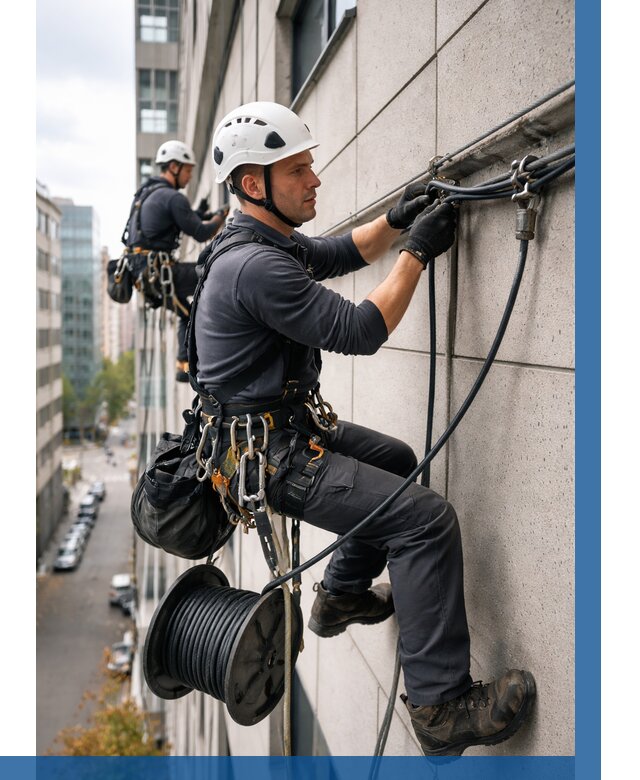 Прокладка кабеля по фасаду в Щёлкове от 364 р. | ВЫСОТНИК-Щлк