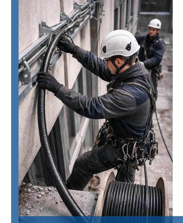 Протяжка кабеля питания на высоте в Щёлкове с гарантией безопасности и качества