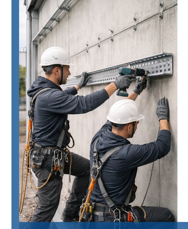 Монтаж кабельных лотков на фасаде зданий в Щёлкове с гарантией