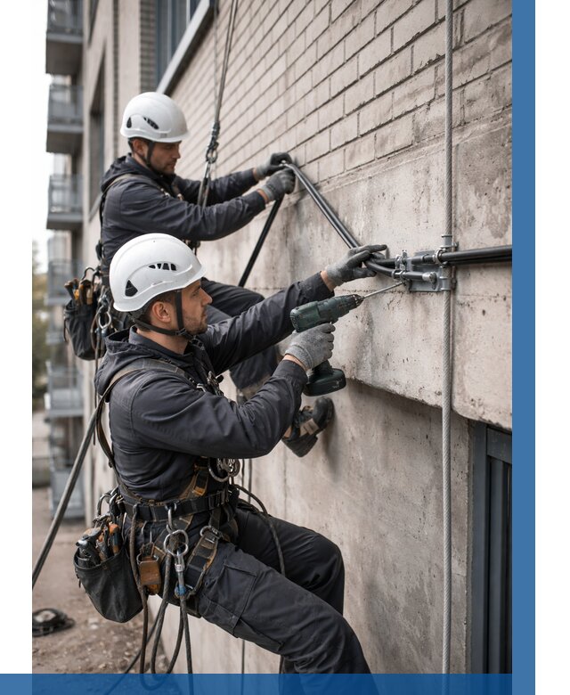 Крепление кабеля на фасаде в Щёлкове от 364 р. | ВЫСОТНИК-Щлк