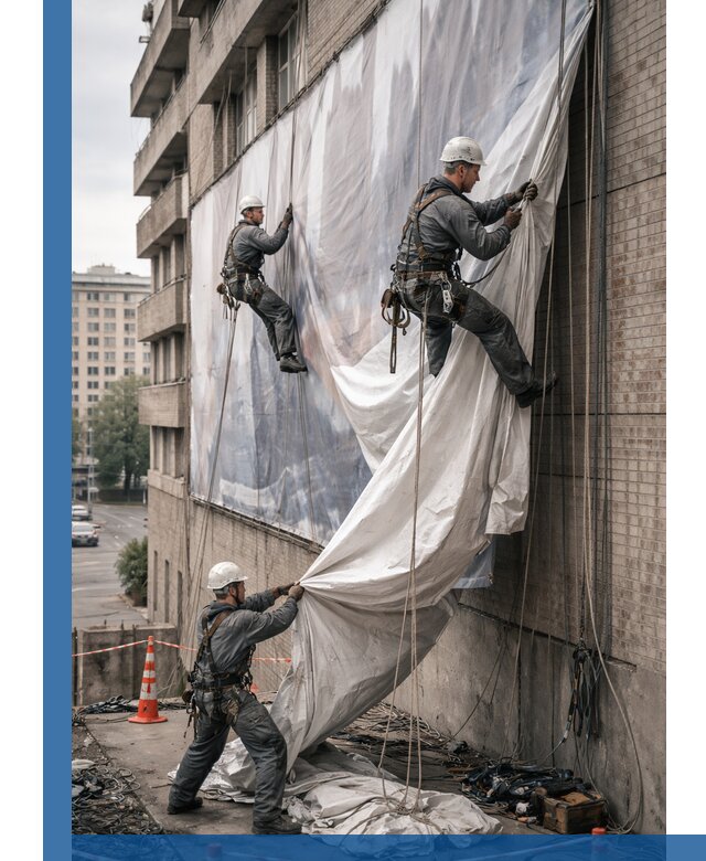 Демонтаж баннеров с фасада в Щёлкове оперативно и безопасно