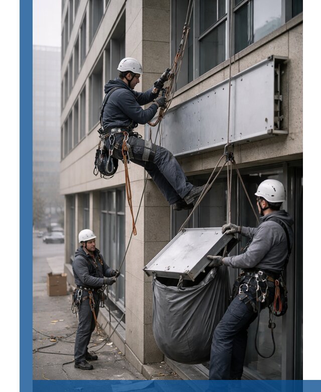 Демонтаж рекламной вывески с высотными работами в Щёлкове