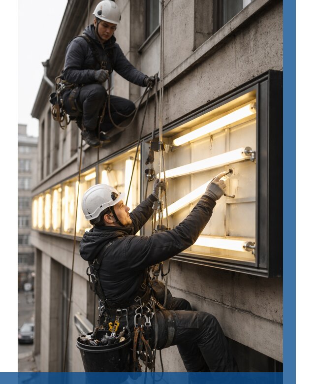 Замена ламп в вывеске в Щёлкове под ключ от 3641 р. | ВЫСОТНИК-Щлк
