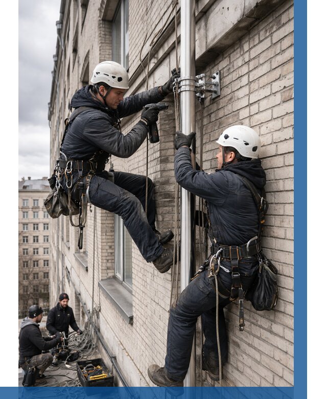 Монтаж флагштока на здании в Щёлкове от 6762 р. | ВЫСОТНИК-Щлк