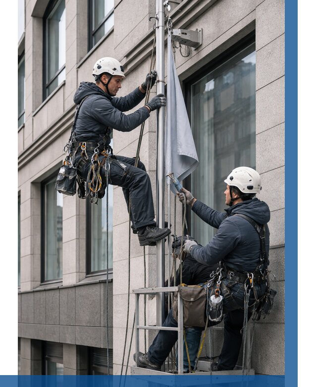 Установка флагов на фасаде в Щёлкове от 4681 р. | ВЫСОТНИК-Щлк