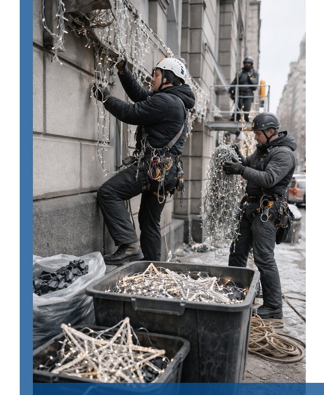 Демонтаж новогоднего оформления и гирлянд в Щёлкове