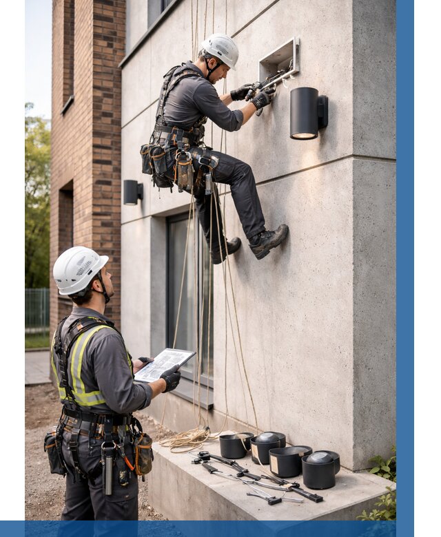 Монтаж фасадного освещения в Щёлкове от 2601 р. | ВЫСОТНИК-Щлк