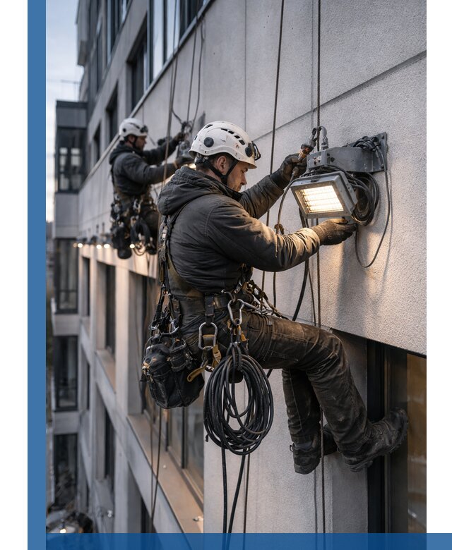 Монтаж фасадного освещения в Щёлкове установка и подключение