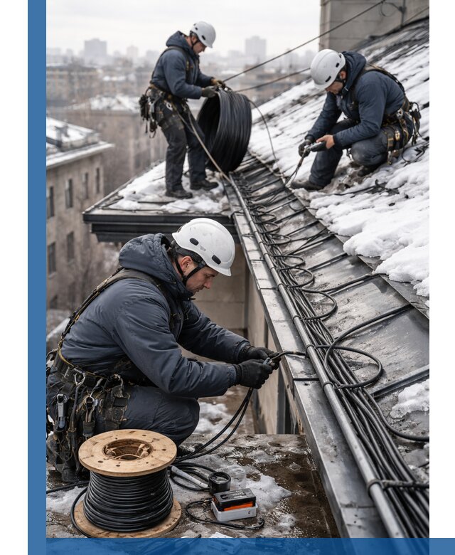 Монтаж греющего кабеля на кровле в Щёлкове под ключ