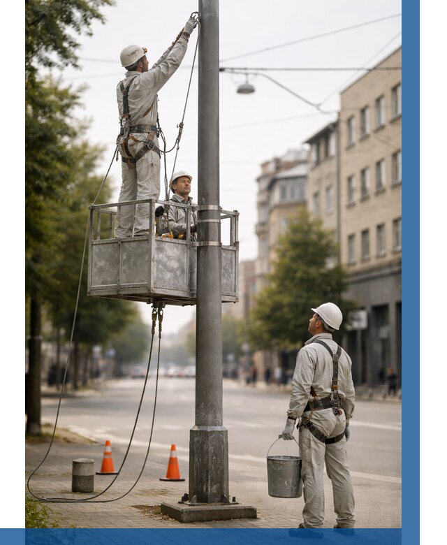 Покраска опор освещения в Щёлкове от 5202 р. | ВЫСОТНИК-Щлк