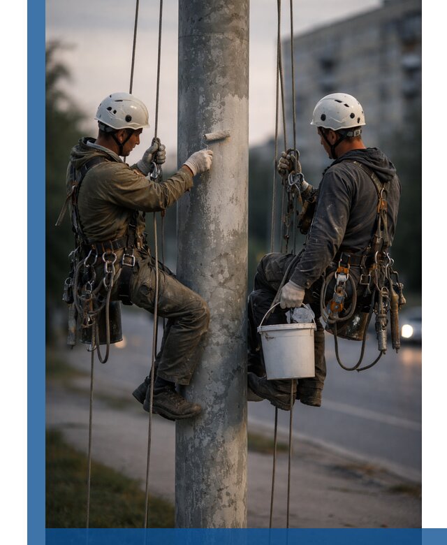 Покраска опор освещения и антикоррозийная защита в Щёлкове