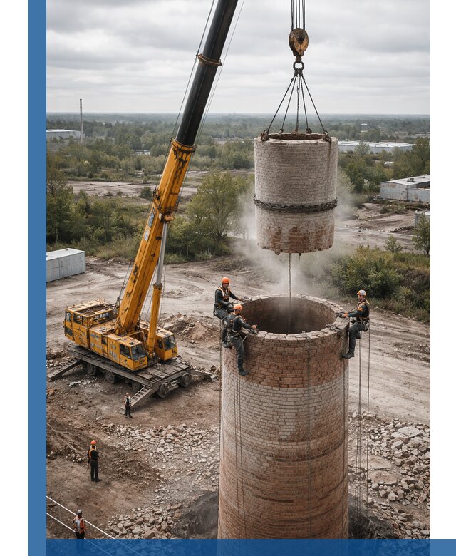 Демонтаж дымовой трубы в Щёлкове с гарантиями безопасности