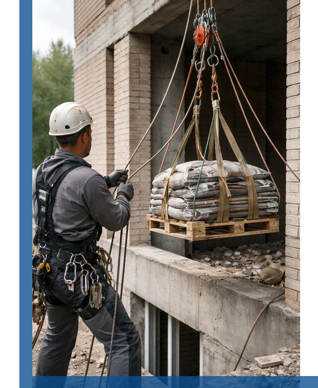 Подъем материалов на этаж веревками в Щёлкове оперативно