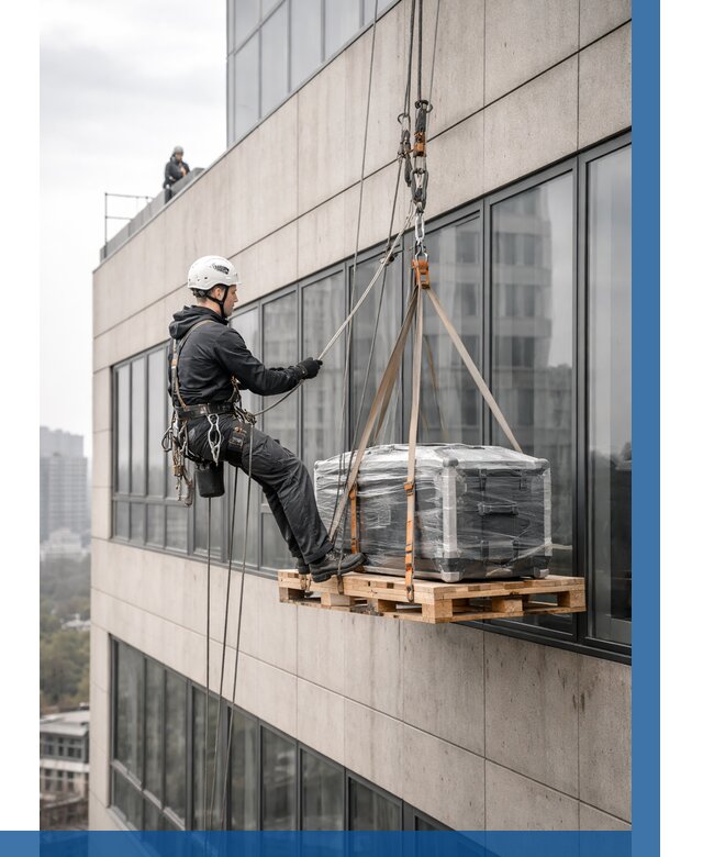 Спуск груза по фасаду в Щёлкове от 3641 р. | ВЫСОТНИК-Щлк