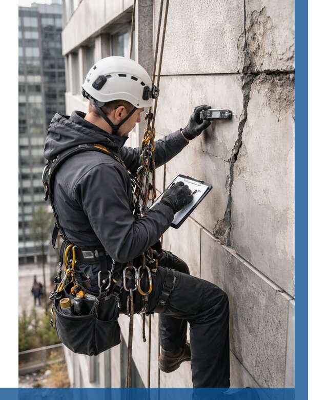 Обследование фасада альпинистами в Щёлкове от 125 р. | ВЫСОТНИК-Щлк