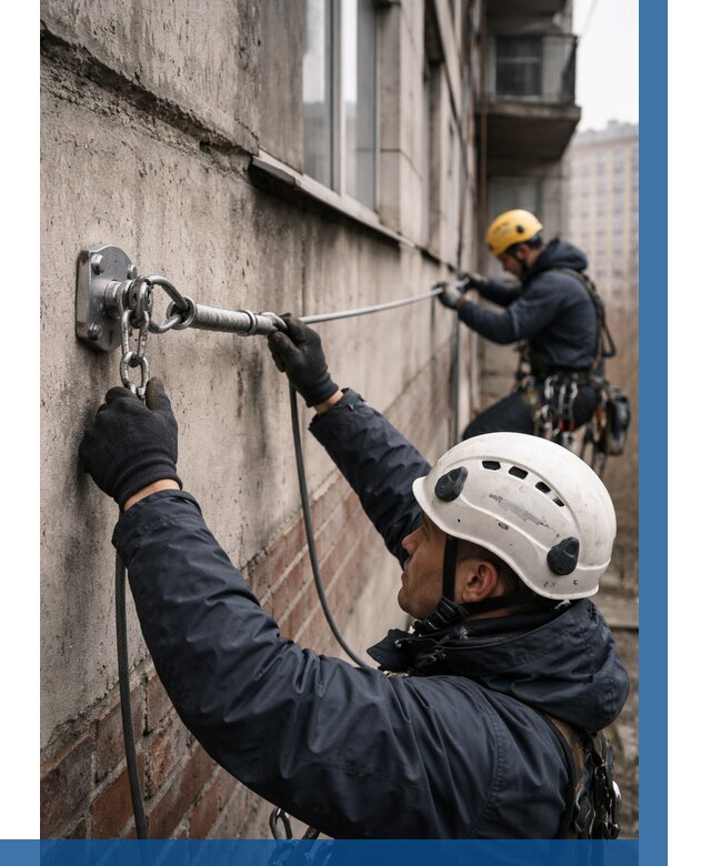 Монтаж анкерных линий в Щёлкове от 3121 р. | ВЫСОТНИК-Щлк