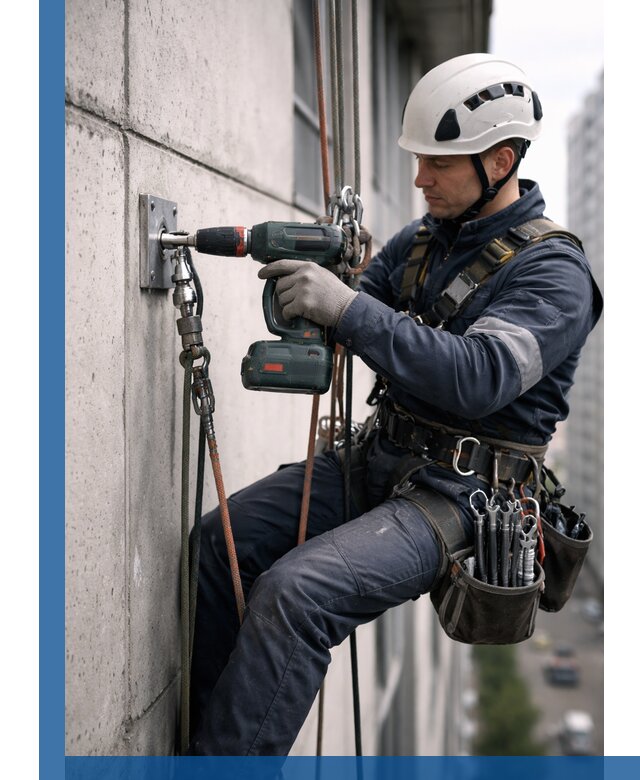 Установка анкерных точек для высотных работ в Щёлкове