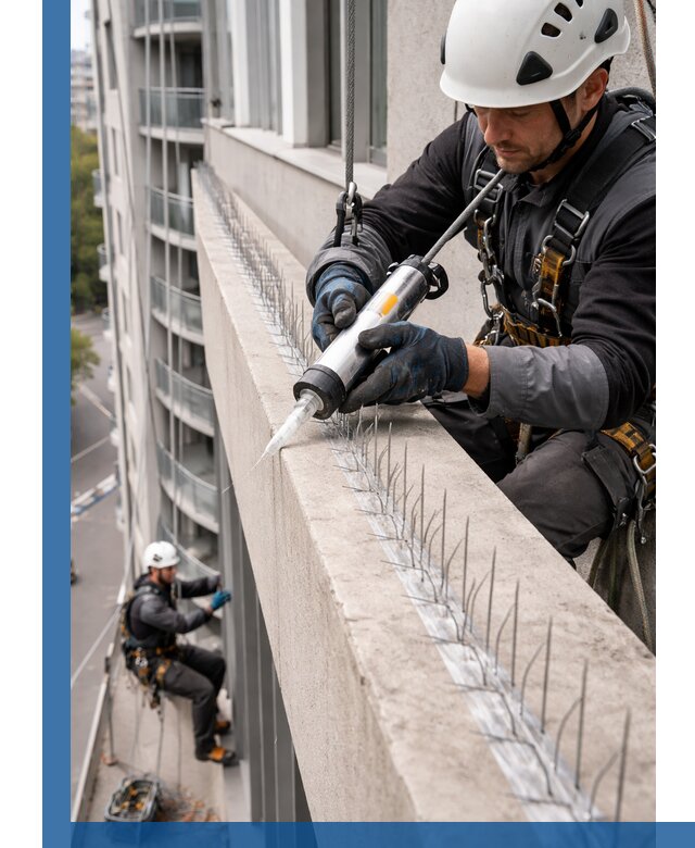 Установка шипов от птиц на фасадах и кровлях в Щёлкове